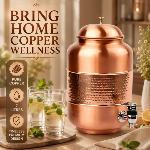Copper_Hammered_Matka_Style_Water_Dispenser_With_Tap_7L