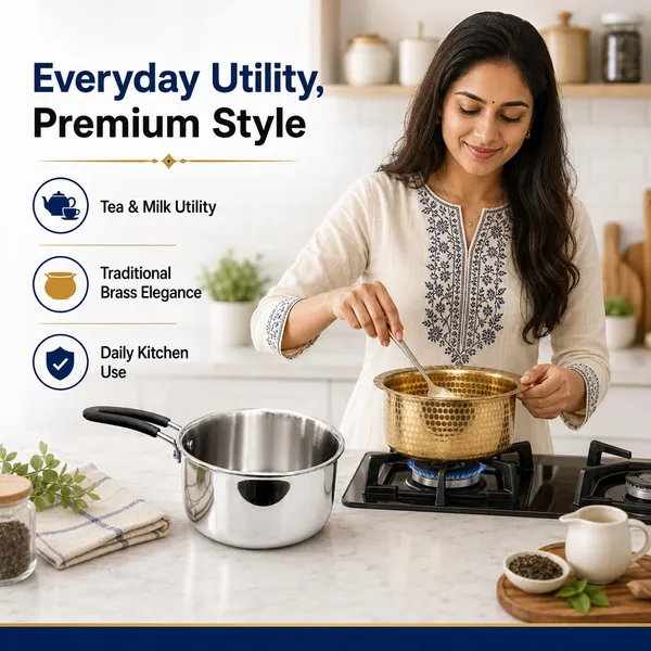 Stainless_Steel_Brass_Traditional_Triply_Tea_Saucepan_And_Milk_Tope_Bundle