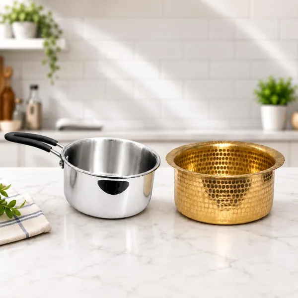 Stainless_Steel_Brass_Traditional_Triply_Tea_Saucepan_And_Milk_Tope_Bundle