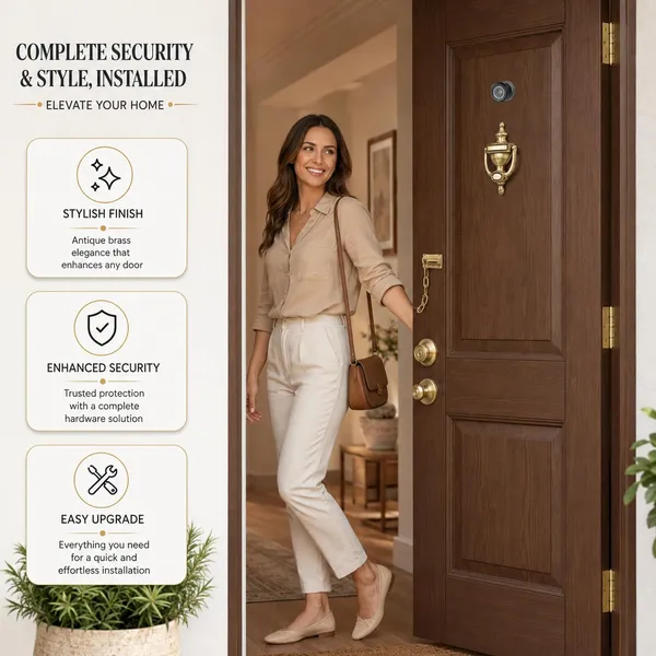 Brass_Classic_Door_Lock_Peephole_Knocker_And_Chain_Hardware_Set