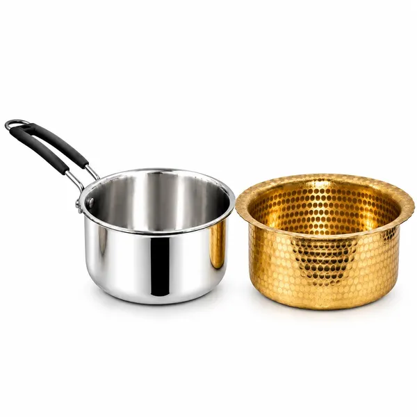 Stainless_Steel_Brass_Traditional_Triply_Tea_Saucepan_And_Milk_Tope_Bundle