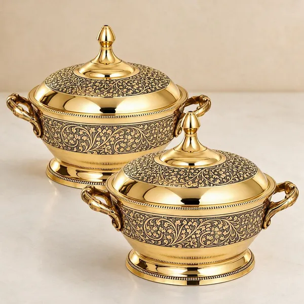 Brass_Traditional_Floral_Embossed_Serving_Handi_With_Lid_Set_Of_2