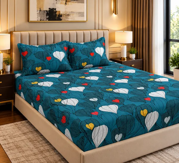 Elegant_Print_220_TC_Fitted_Floral_Print_Bedsheets_Multicolor_With_2_Pillow_Covers_(72x78x_Upto_8_Inches)_&_360_Degree_Elasticated