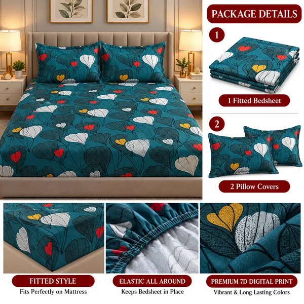 Elegant_Print_220_TC_Fitted_Floral_Print_Bedsheets_Multicolor_With_2_Pillow_Covers_(72x78x_Upto_8_Inches)_&_360_Degree_Elasticated