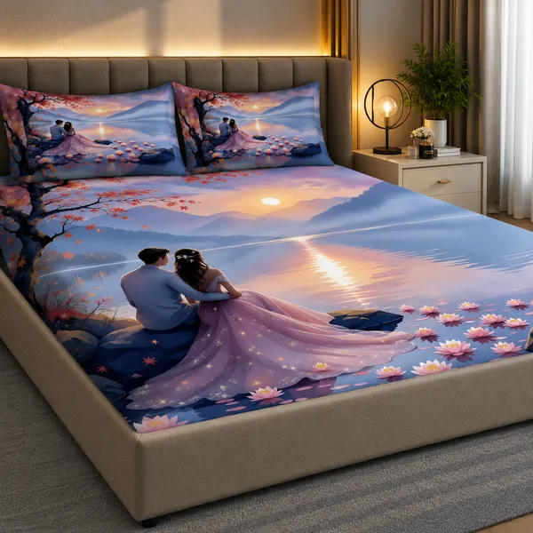 Soft_Fabric_Scenic_7d_Print_Flat_Double_Bedsheet_With_2_Pillow_Covers_(90x100_Inches)