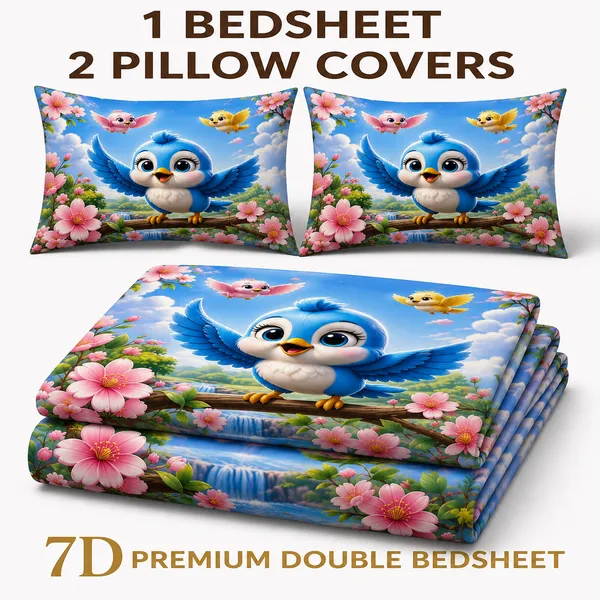 Floral_Bird_7d_Print_Flat_Double_Bedsheet_With_2_Pillow_Covers_(90x100_Inches)