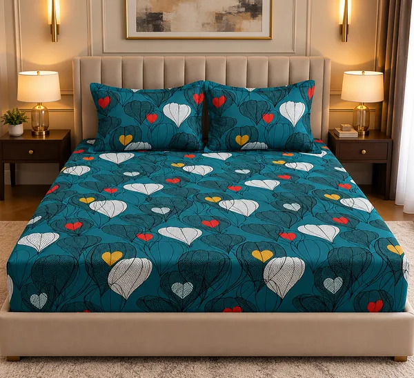 Elegant_Print_220_TC_Fitted_Floral_Print_Bedsheets_Multicolor_With_2_Pillow_Covers_(72x78x_Upto_8_Inches)_&_360_Degree_Elasticated