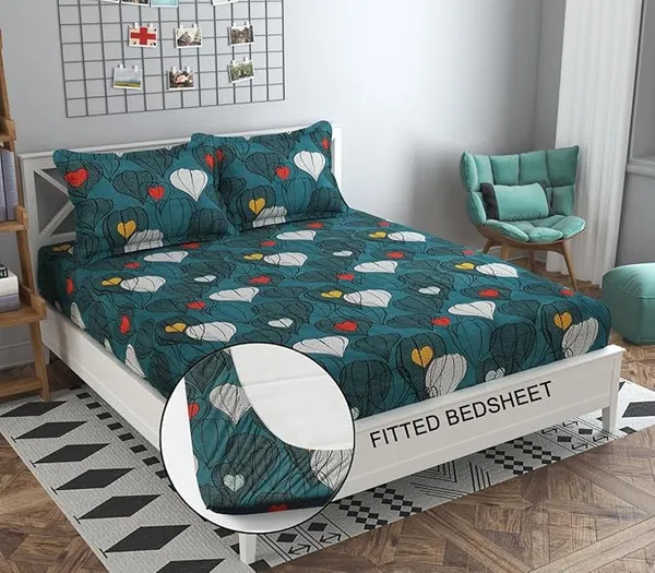 Elegant_Print_220_TC_Fitted_Floral_Print_Bedsheets_Multicolor_With_2_Pillow_Covers_(72x78x_Upto_8_Inches)_&_360_Degree_Elasticated