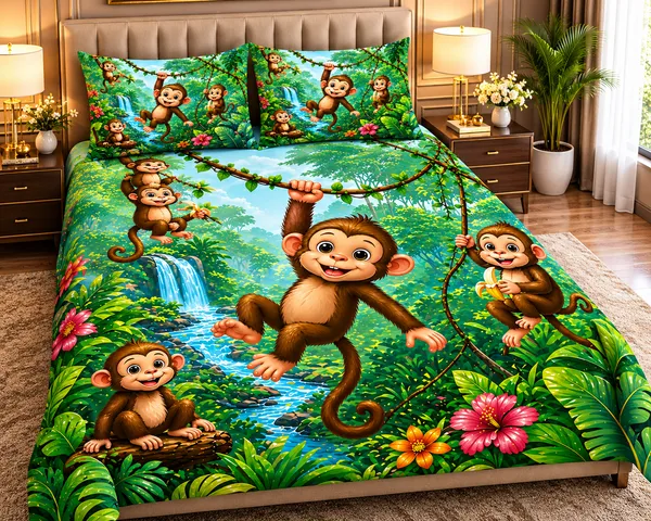 Jungle_Monkey_7d_Print_Flat_Double_Bedsheet_With_2_Pillow_Covers_(90x100_Inches)