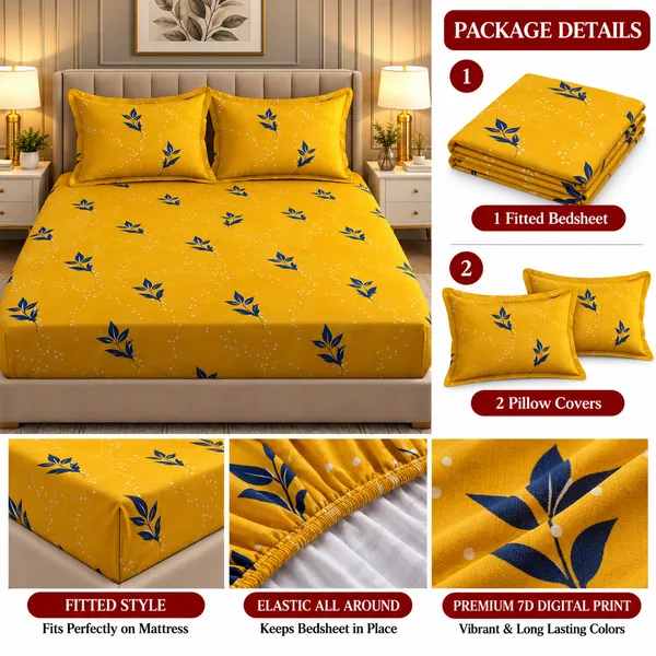 Elegant_Print_220_TC_Fitted_Floral_Print_Bedsheets_Multicolor_With_2_Pillow_Covers_(72x78x_Upto_8_Inches)_&_360_Degree_Elasticated