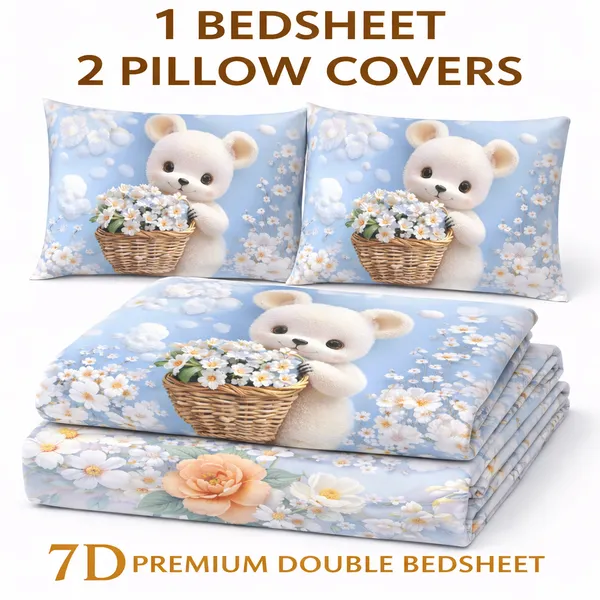 Blue_Teddy_Bear_Floral_7d_Print_Flat_Double_Bedsheet_With_2_Pillow_Covers_(90x100_Inches)