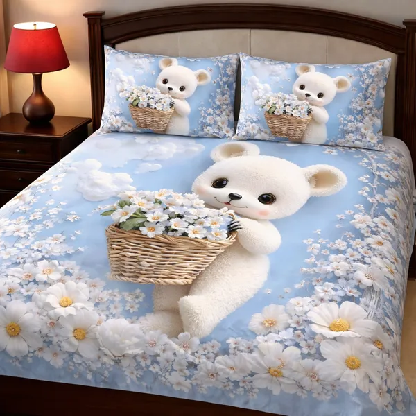 Blue_Teddy_Bear_Floral_7d_Print_Flat_Double_Bedsheet_With_2_Pillow_Covers_(90x100_Inches)