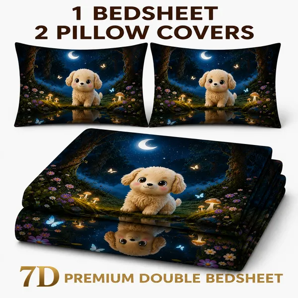 Soft_Fabric_Digital_Print_Puppy_Pattern_7d_Print_Flat_Double_Bedsheet_With_2_Pillow_Covers_(90x100_Inches)