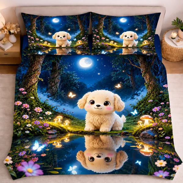 Soft_Fabric_Digital_Print_Puppy_Pattern_7d_Print_Flat_Double_Bedsheet_With_2_Pillow_Covers_(90x100_Inches)