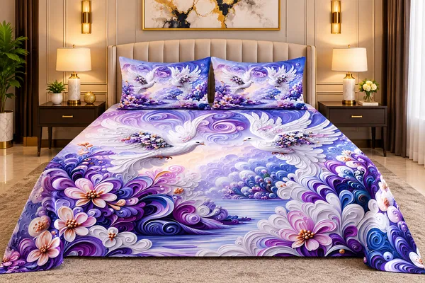 Floral_Peacock_7d_Print_Flat_Double_Bedsheet_With_2_Pillow_Covers_(90x100_Inches)