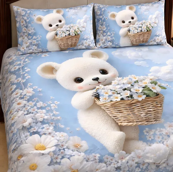 Blue_Teddy_Bear_Floral_7d_Print_Flat_Double_Bedsheet_With_2_Pillow_Covers_(90x100_Inches)