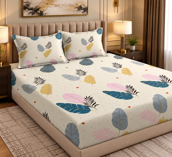 Elegant_Print_220_TC_Fitted_Floral_Print_Bedsheets_Multicolor_With_2_Pillow_Covers_(72x78x_Upto_8_Inches)_&_360_Degree_Elasticated