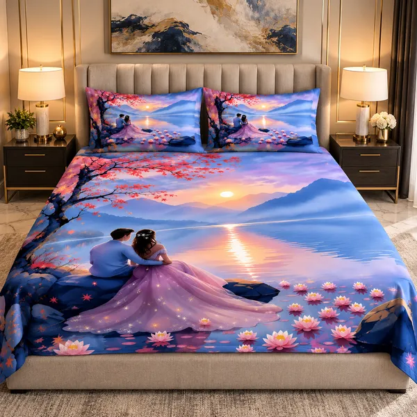 Soft_Fabric_Scenic_7d_Print_Flat_Double_Bedsheet_With_2_Pillow_Covers_(90x100_Inches)