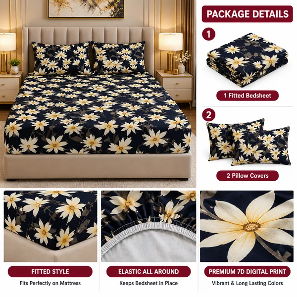 Elegant_Print_220_TC_Fitted_Floral_Print_Bedsheets_Multicolor_With_2_Pillow_Covers_(72x78x_Upto_8_Inches)_&_360_Degree_Elasticated