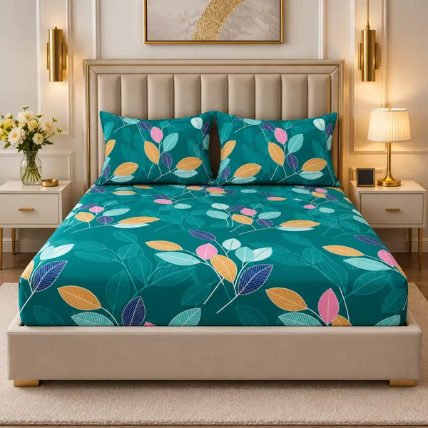 Elegant_Print_220_TC_Fitted_Floral_Print_Bedsheets_Multicolor_With_2_Pillow_Covers_(72x78x_Upto_8_Inches)_&_360_Degree_Elasticated