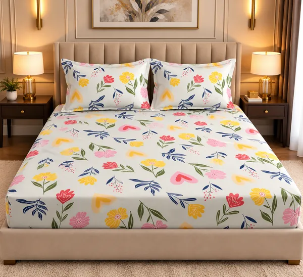 Elegant_Print_220_TC_Fitted_Floral_Print_Bedsheets_Multicolor_With_2_Pillow_Covers_(72x78x_Upto_8_Inches)_&_360_Degree_Elasticated