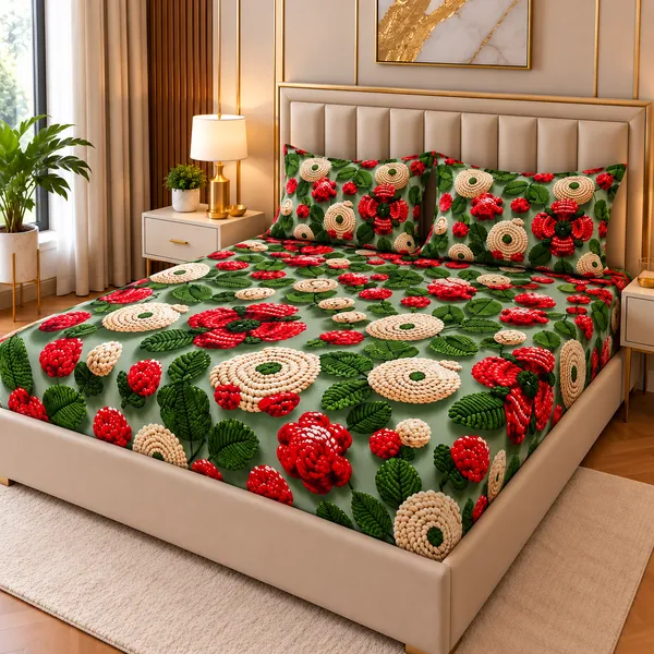 Elegant_Print_220_TC_Fitted_Floral_Print_Bedsheets_Multicolor_With_2_Pillow_Covers_(72x78x_Upto_8_Inches)_&_360_Degree_Elasticated