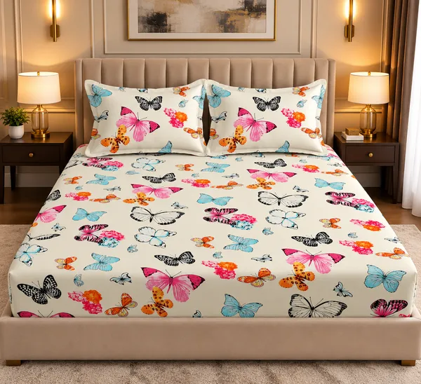 Elegant_Print_220_TC_Fitted_Floral_Print_Bedsheets_Multicolor_With_2_Pillow_Covers_(72x78x_Upto_8_Inches)_&_360_Degree_Elasticated