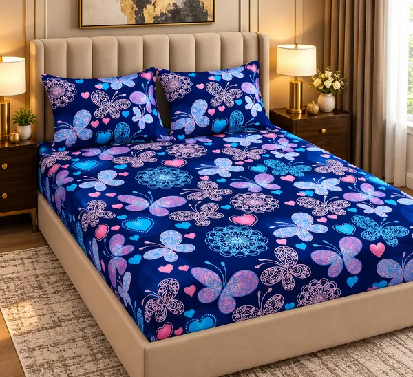 Elegant_Print_220_TC_Fitted_Floral_Print_Bedsheets_Multicolor_With_2_Pillow_Covers_(72x78x_Upto_8_Inches)_&_360_Degree_Elasticated