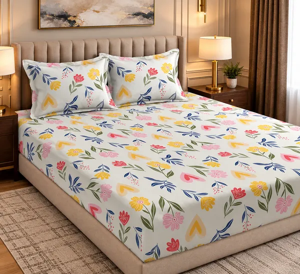 Elegant_Print_220_TC_Fitted_Floral_Print_Bedsheets_Multicolor_With_2_Pillow_Covers_(72x78x_Upto_8_Inches)_&_360_Degree_Elasticated