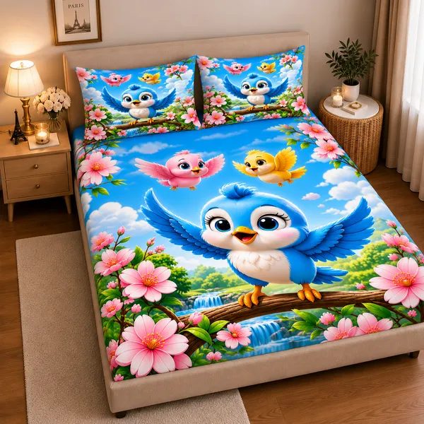 Floral_Bird_7d_Print_Flat_Double_Bedsheet_With_2_Pillow_Covers_(90x100_Inches)