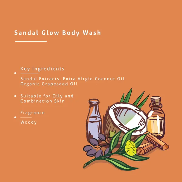 Sandal_Glow:Sandalwood_Grapeseed_Coconut_Oil_Body_Wash_Oil_Balancing_200Ml