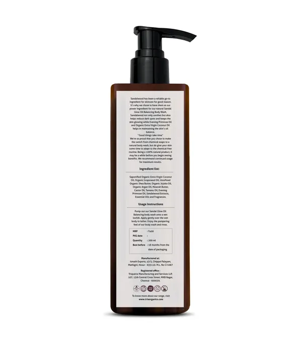 Sandal_Glow:Sandalwood_Grapeseed_Coconut_Oil_Body_Wash_Oil_Balancing_200Ml
