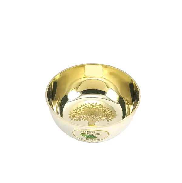 Stainless_Steel_Gold_Finish_Tree_Pattern_Bowl_With_Spoon