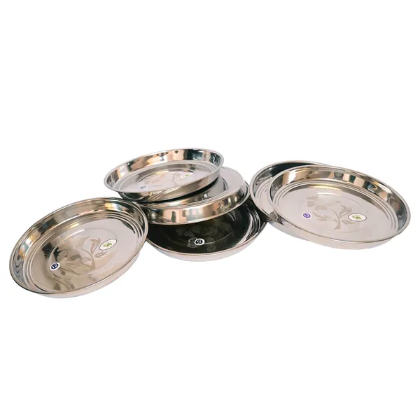 Stainless_Steel_Floral_Print_Dinner_Plates_Set
