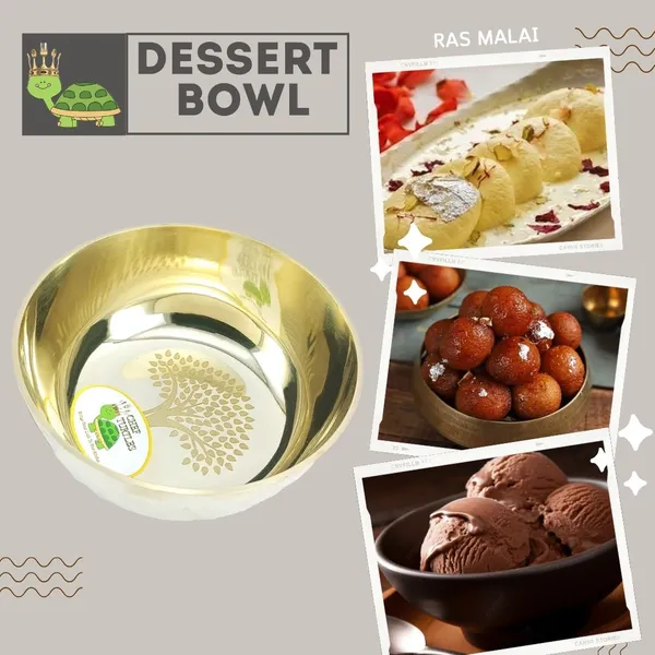 Stainless_Steel_Gold_Finish_Tree_Pattern_Bowl_With_Spoon