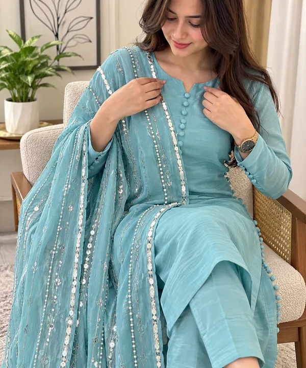 Sky_blue_Straight_Kurta_Set_For_Women