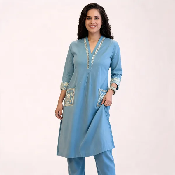 Blue_Embroidered_Straight_Kurta_Set_For_Women