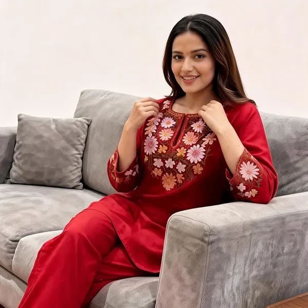 Red_Embroidered_Co-Ord__Set_For_Women