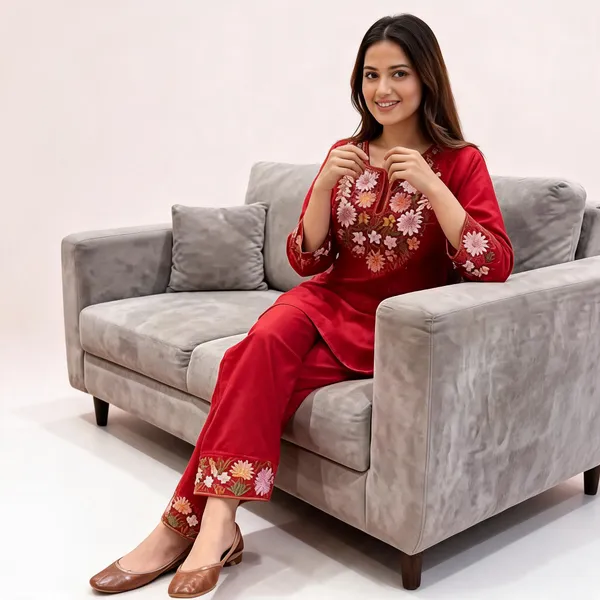 Red_Embroidered_Co-Ord__Set_For_Women