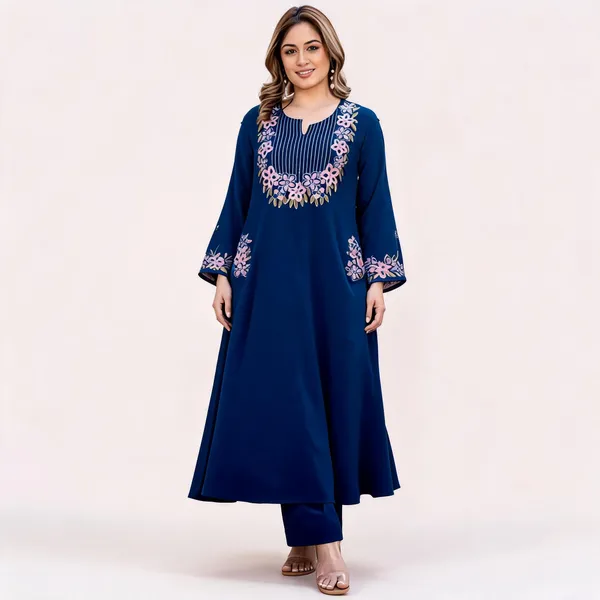 Blue_Embroidered_Anarkali_Kurta_Set_For_Women