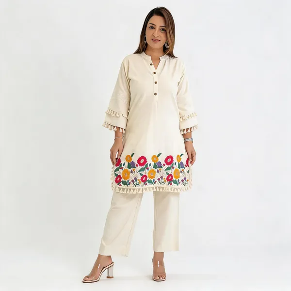 Cream_Embroidered_Straight_Co-Ord_Set_For_Women