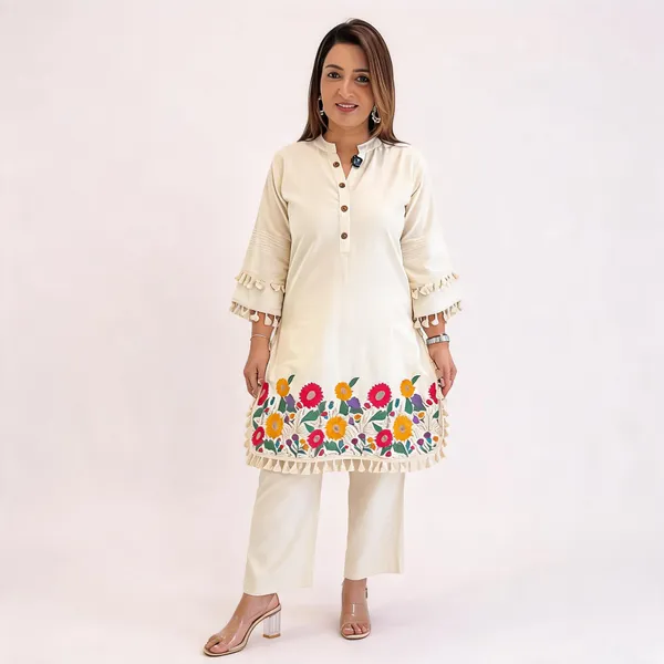 Cream_Embroidered_Straight_Co-Ord_Set_For_Women