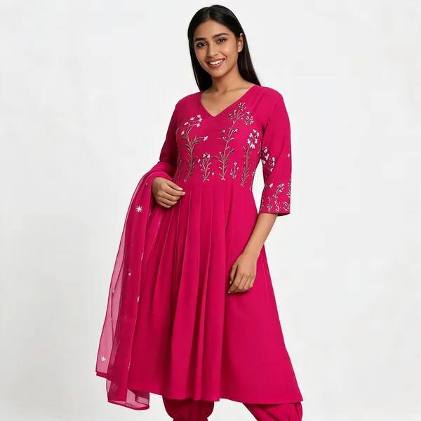 Pink_Embroidered_Anarkali_Suit_Set_For_Women