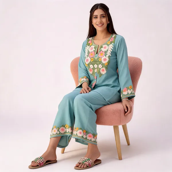 Blue_Floral_Embroidered_Co-Ord_Set_For_Women