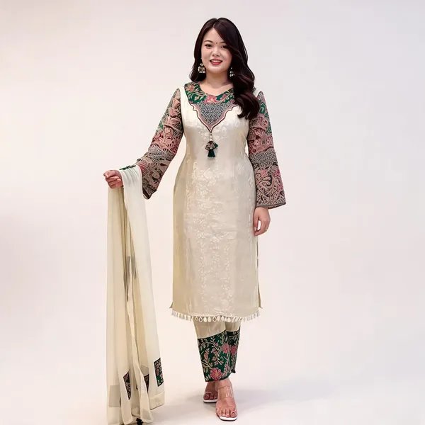 Cream_Embroidered_Straight_Suit_Set_For_Women