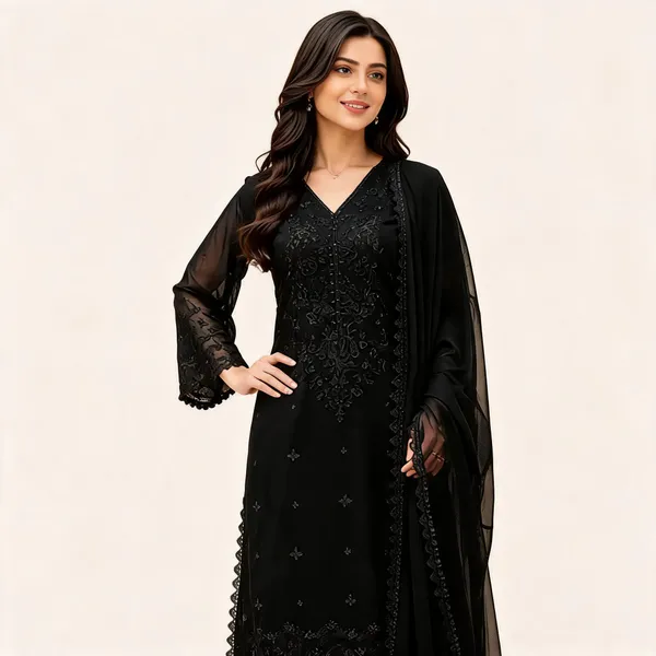 Black_Embroidered_Kurta_Set_With_Dupatta_For_Women