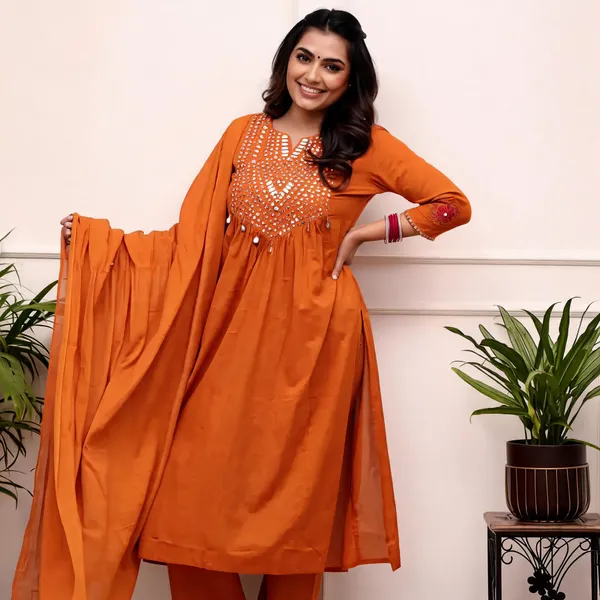 Orange_Embroidered_Anarkali_Kurta_Set_For_Women