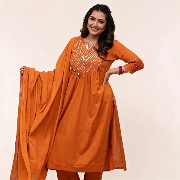 Orange_Embroidered_Anarkali_Kurta_Set_For_Women