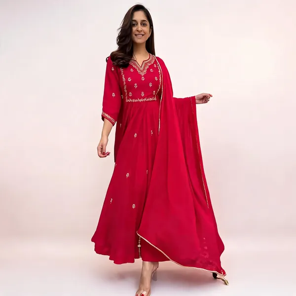 Pink_Embroidered_Anarkali_Kurta_Set_For_Women