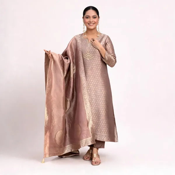 Mauve_Jacquard_Straight_Suit_Set_For_Women